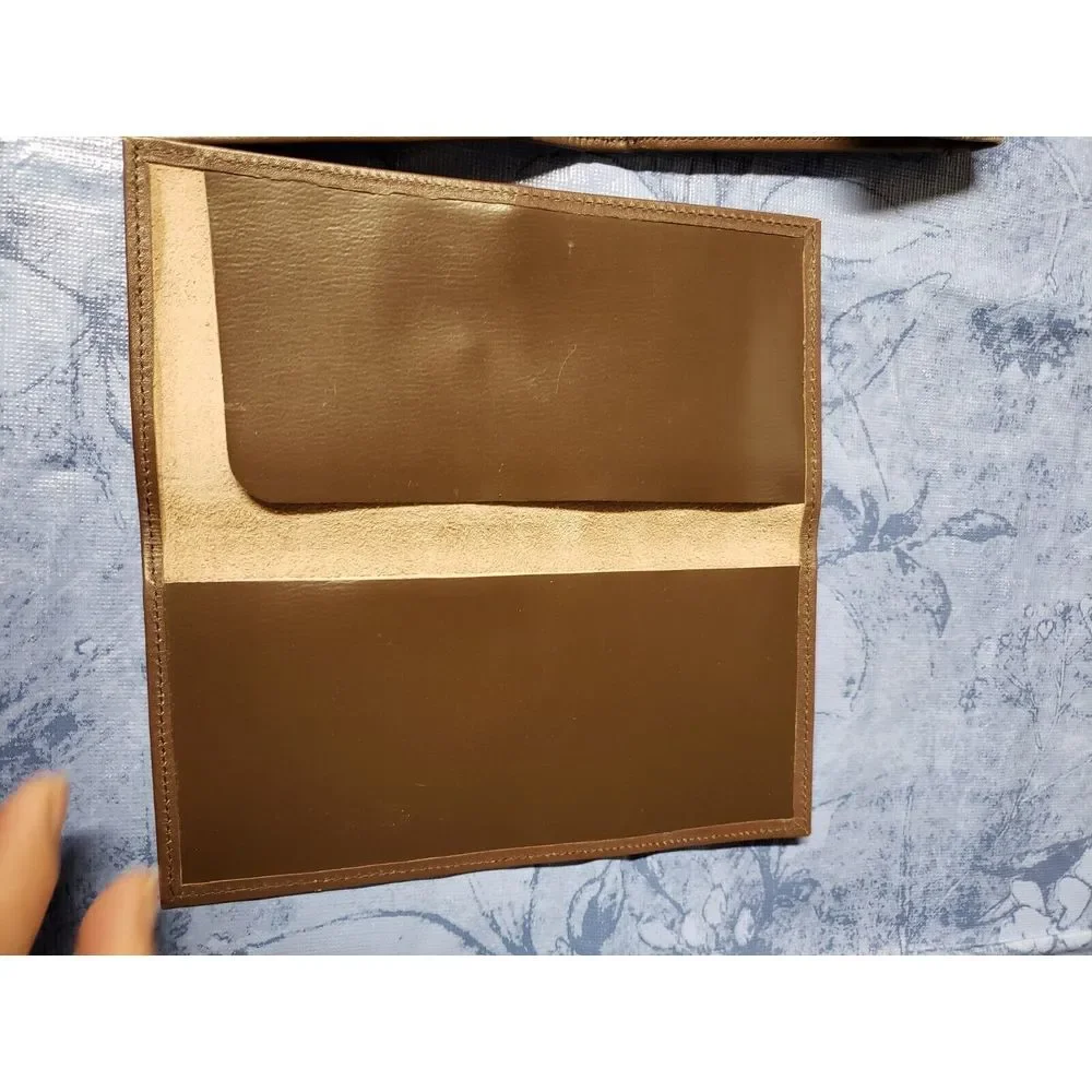 COACH VINTAGE DARK BROWN‎ GENUINE LEATHER TRIFOLD CHECKBOOK skinny WALLET